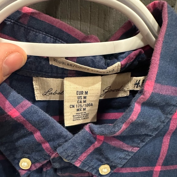 Blue and Pink Plaid Shirt Men H&M - Picture 2 of 2